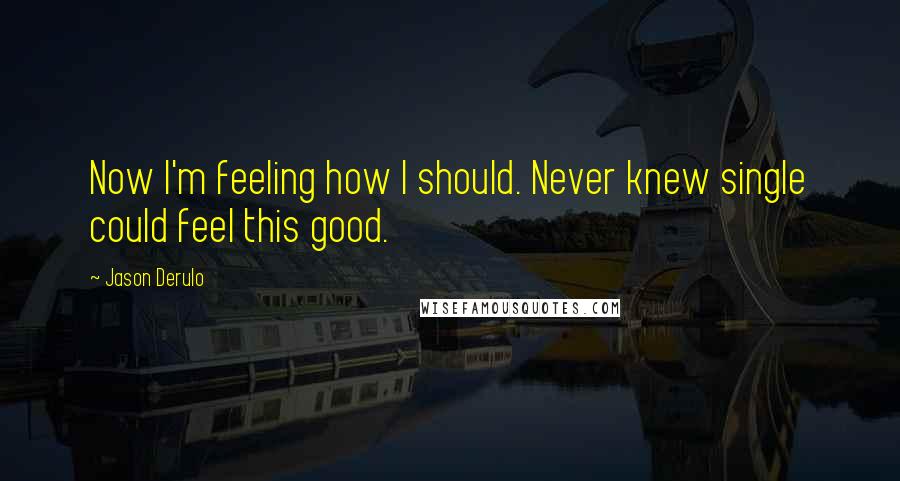 Jason Derulo Quotes: Now I'm feeling how I should. Never knew single could feel this good.