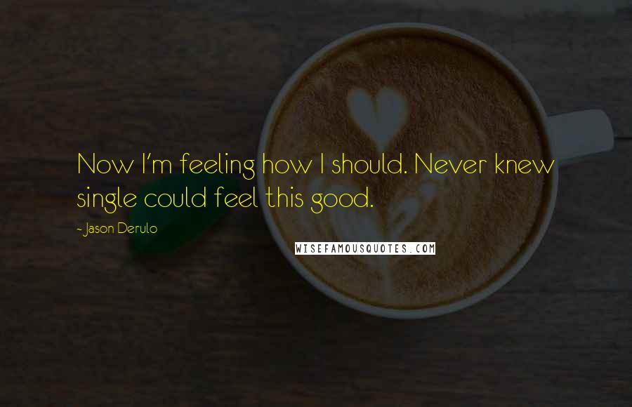 Jason Derulo Quotes: Now I'm feeling how I should. Never knew single could feel this good.