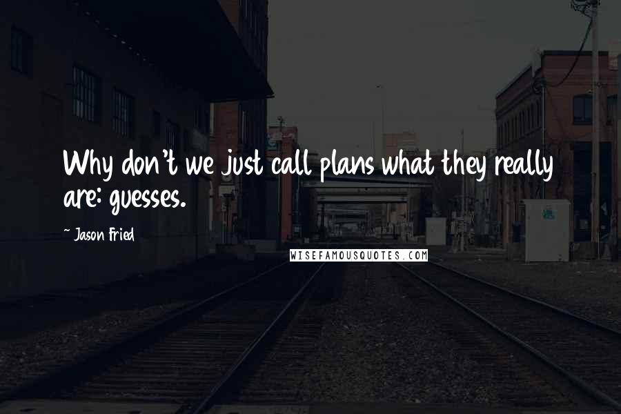 Jason Fried Quotes: Why don't we just call plans what they really are: guesses.