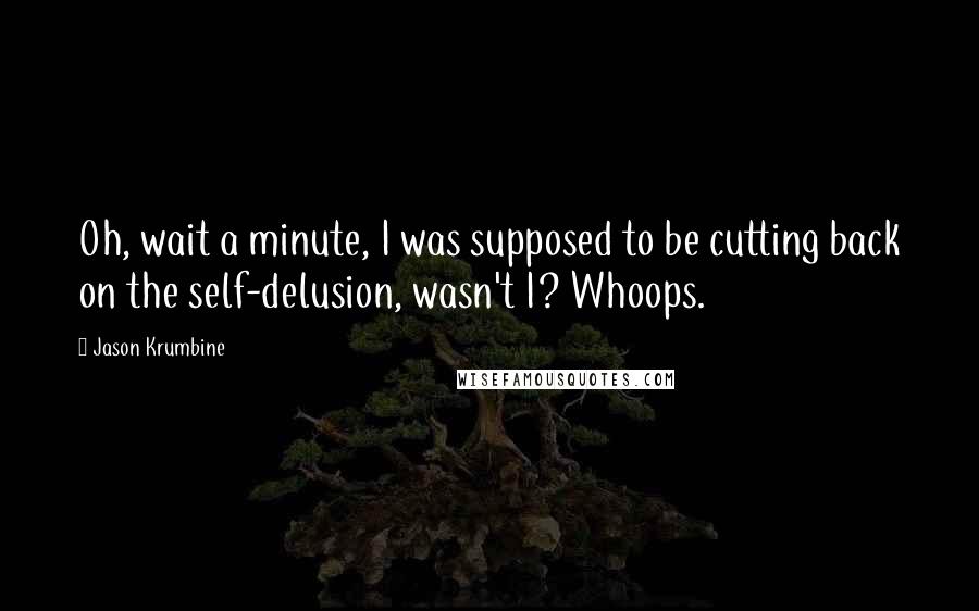 Jason Krumbine Quotes: Oh, wait a minute, I was supposed to be cutting back on the self-delusion, wasn't I? Whoops.