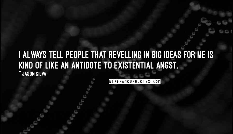 Jason Silva Quotes: I always tell people that revelling in big ideas for me is kind of like an antidote to existential angst.