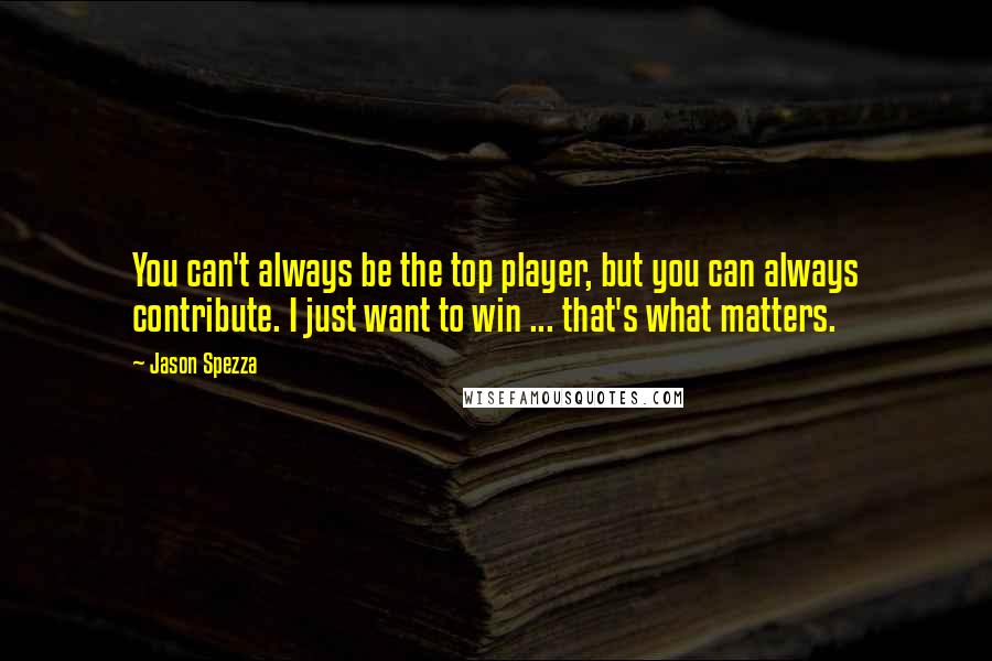 Jason Spezza Quotes: You can't always be the top player, but you can always contribute. I just want to win ... that's what matters.