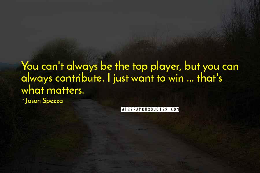 Jason Spezza Quotes: You can't always be the top player, but you can always contribute. I just want to win ... that's what matters.