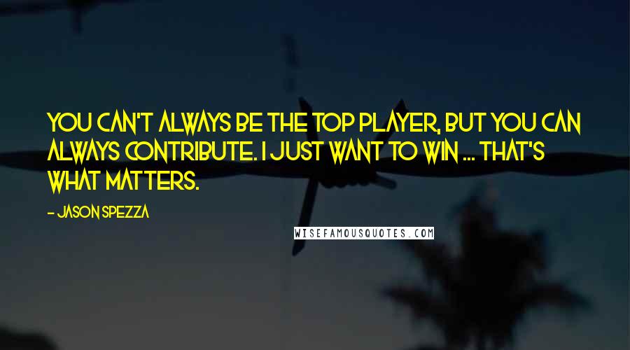 Jason Spezza Quotes: You can't always be the top player, but you can always contribute. I just want to win ... that's what matters.