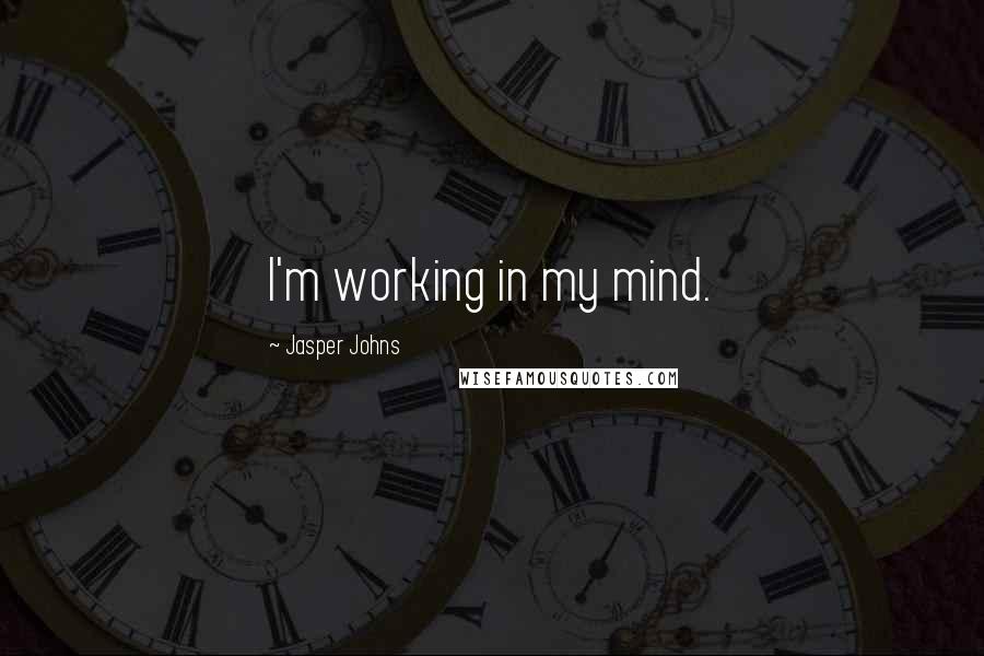 Jasper Johns Quotes: I'm working in my mind.