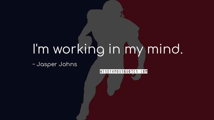 Jasper Johns Quotes: I'm working in my mind.