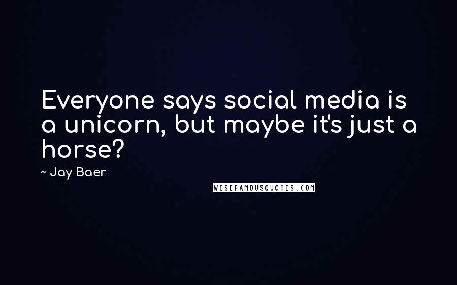 Jay Baer Quotes: Everyone says social media is a unicorn, but maybe it's just a horse?