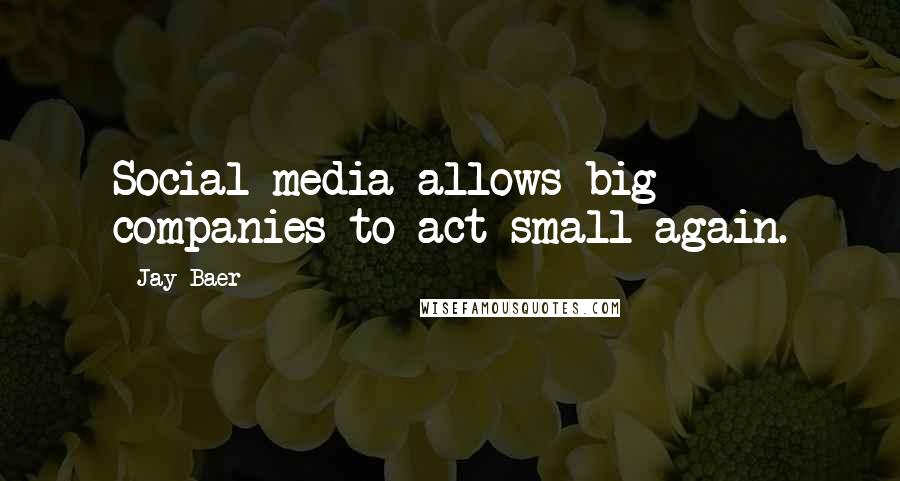 Jay Baer Quotes: Social media allows big companies to act small again.