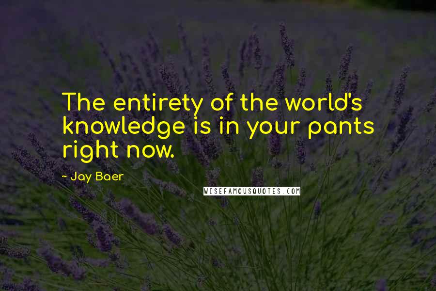 Jay Baer Quotes: The entirety of the world's knowledge is in your pants right now.