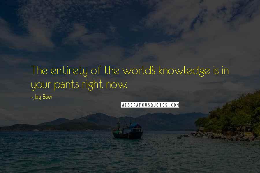 Jay Baer Quotes: The entirety of the world's knowledge is in your pants right now.