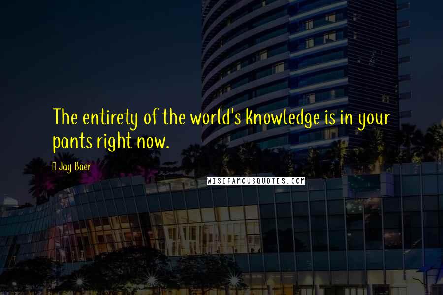 Jay Baer Quotes: The entirety of the world's knowledge is in your pants right now.