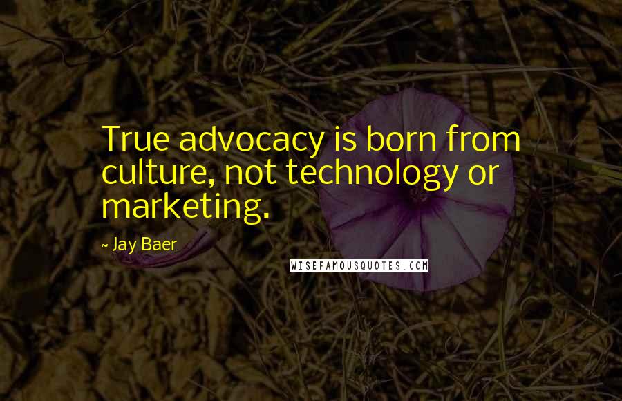 Jay Baer Quotes: True advocacy is born from culture, not technology or marketing.