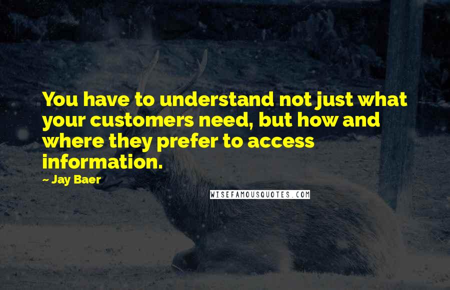 Jay Baer Quotes: You have to understand not just what your customers need, but how and where they prefer to access information.