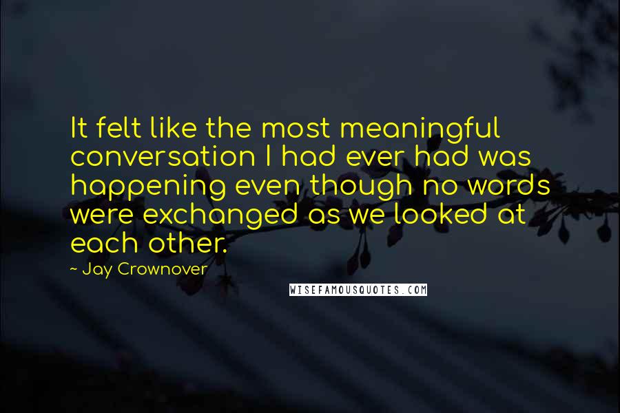 Jay Crownover Quotes: It felt like the most meaningful conversation I had ever had was happening even though no words were exchanged as we looked at each other.