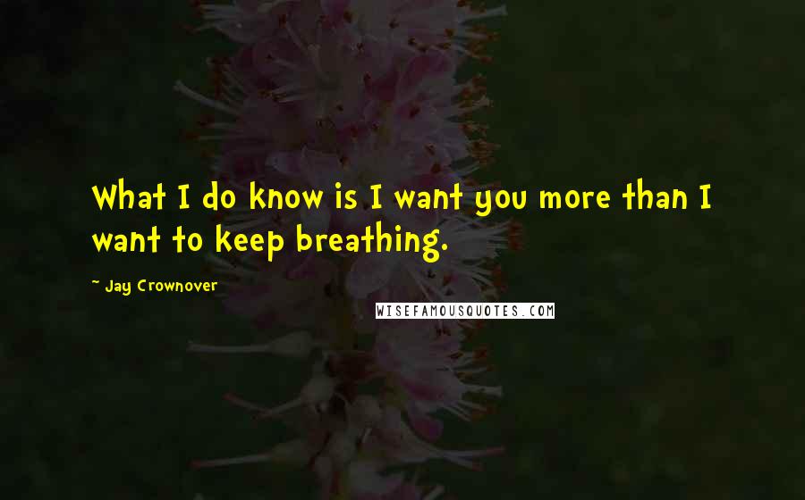 Jay Crownover Quotes: What I do know is I want you more than I want to keep breathing.