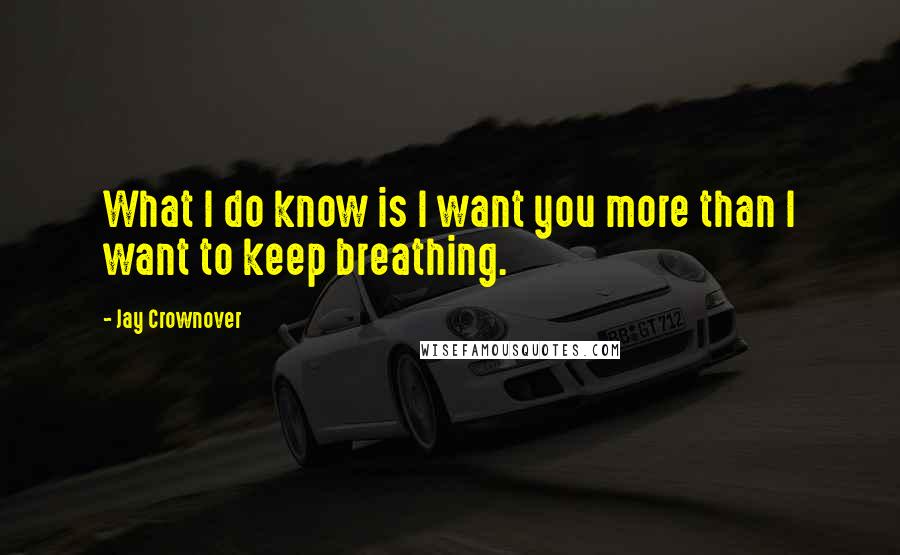 Jay Crownover Quotes: What I do know is I want you more than I want to keep breathing.