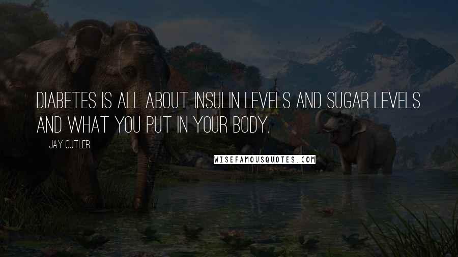 Jay Cutler Quotes: Diabetes is all about insulin levels and sugar levels and what you put in your body.