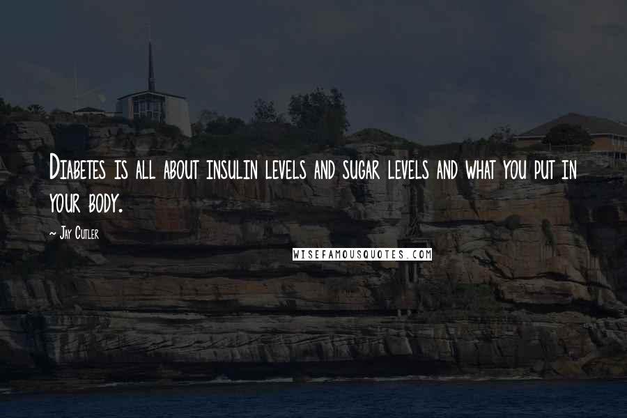 Jay Cutler Quotes: Diabetes is all about insulin levels and sugar levels and what you put in your body.