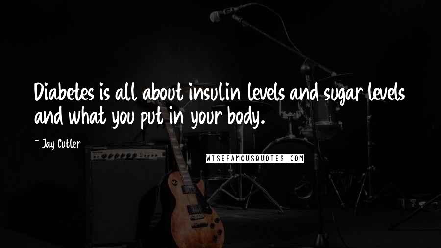 Jay Cutler Quotes: Diabetes is all about insulin levels and sugar levels and what you put in your body.