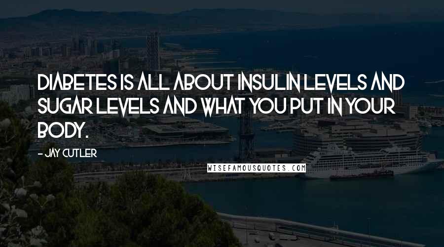Jay Cutler Quotes: Diabetes is all about insulin levels and sugar levels and what you put in your body.