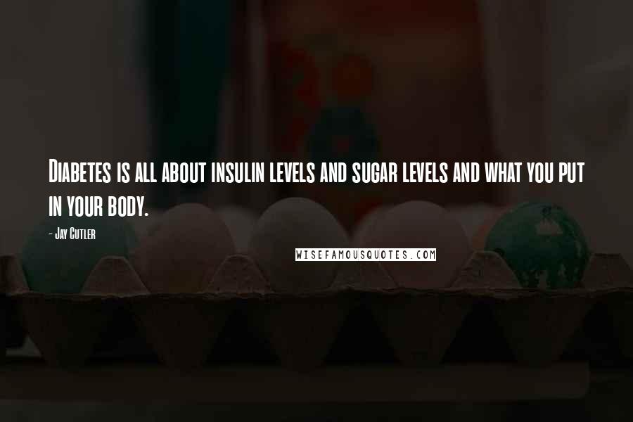 Jay Cutler Quotes: Diabetes is all about insulin levels and sugar levels and what you put in your body.