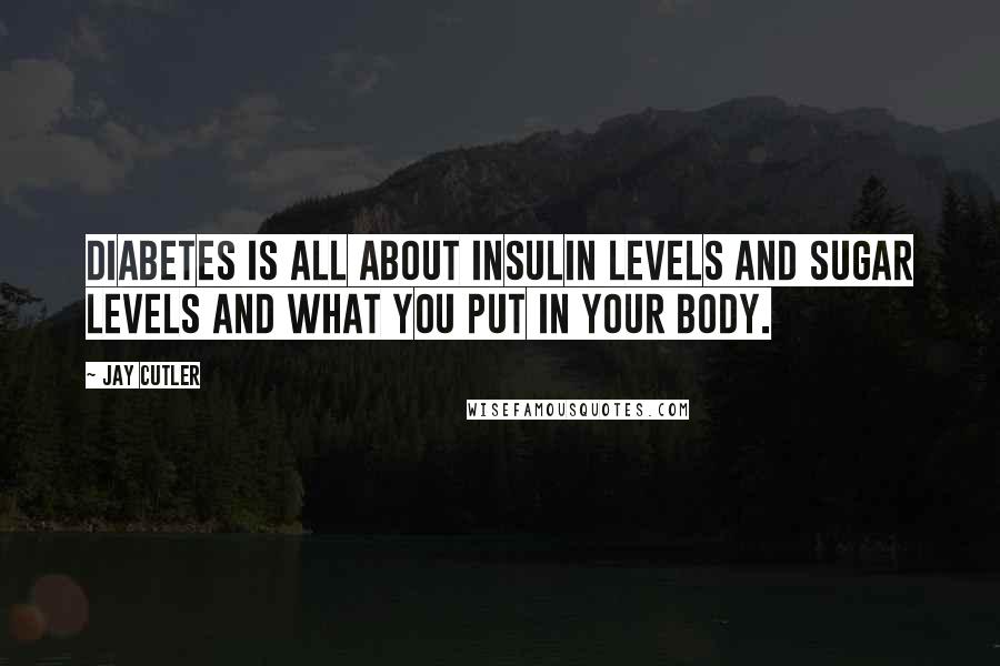 Jay Cutler Quotes: Diabetes is all about insulin levels and sugar levels and what you put in your body.