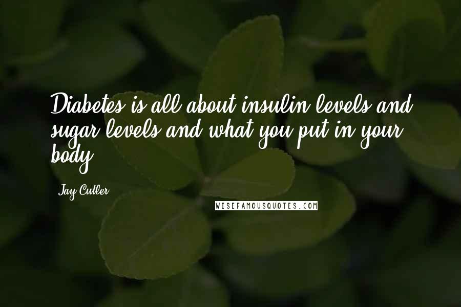 Jay Cutler Quotes: Diabetes is all about insulin levels and sugar levels and what you put in your body.