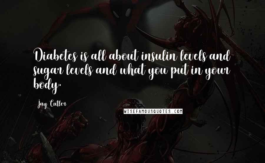 Jay Cutler Quotes: Diabetes is all about insulin levels and sugar levels and what you put in your body.