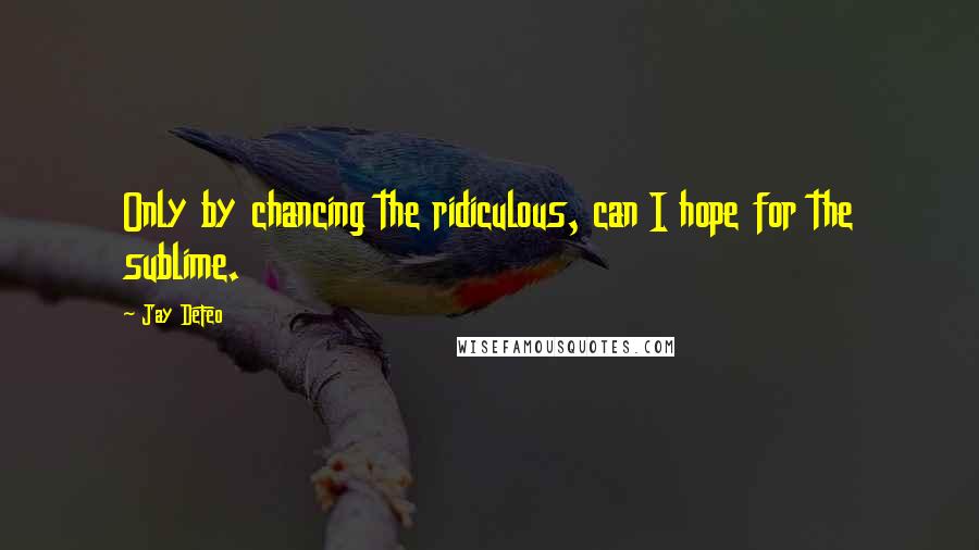 Jay DeFeo Quotes: Only by chancing the ridiculous, can I hope for the sublime.