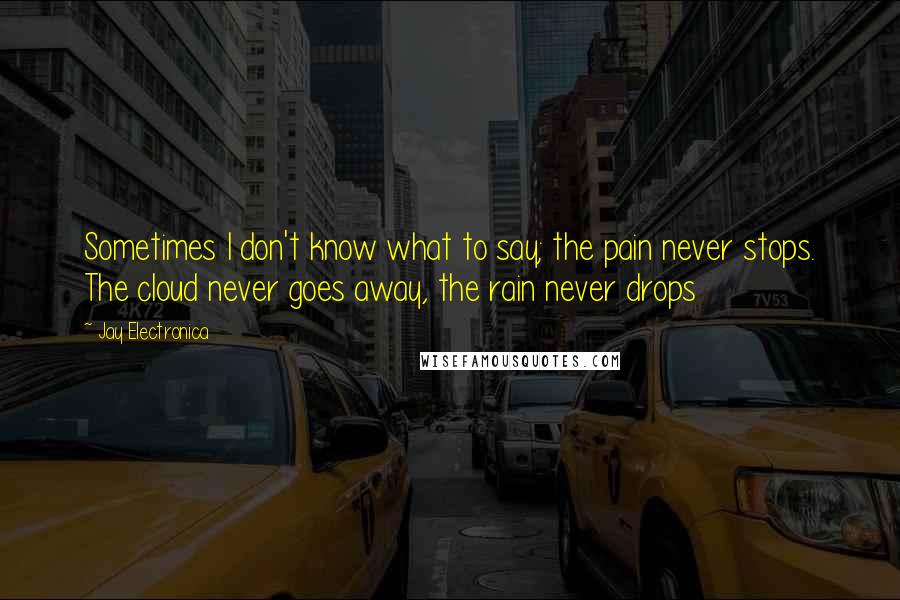 Jay Electronica Quotes: Sometimes I don't know what to say; the pain never stops. The cloud never goes away, the rain never drops