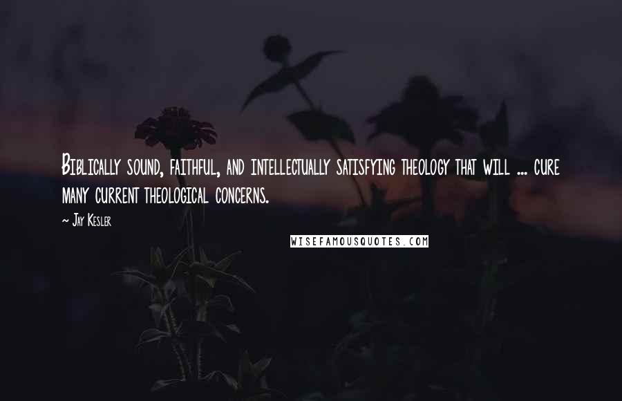 Jay Kesler Quotes: Biblically sound, faithful, and intellectually satisfying theology that will ... cure many current theological concerns.