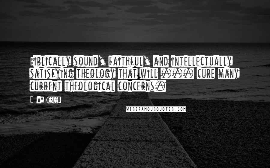 Jay Kesler Quotes: Biblically sound, faithful, and intellectually satisfying theology that will ... cure many current theological concerns.