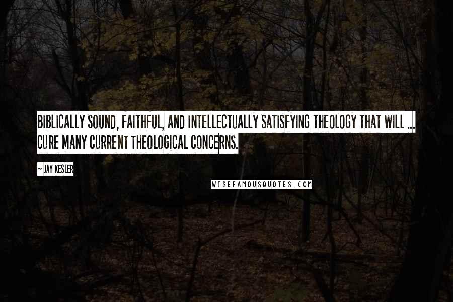 Jay Kesler Quotes: Biblically sound, faithful, and intellectually satisfying theology that will ... cure many current theological concerns.