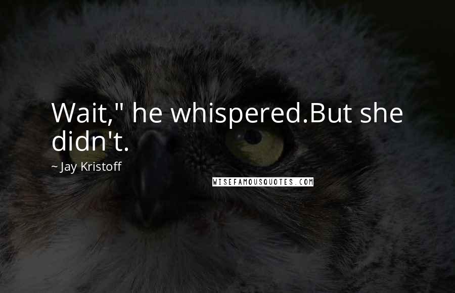 Jay Kristoff Quotes: Wait," he whispered.But she didn't.