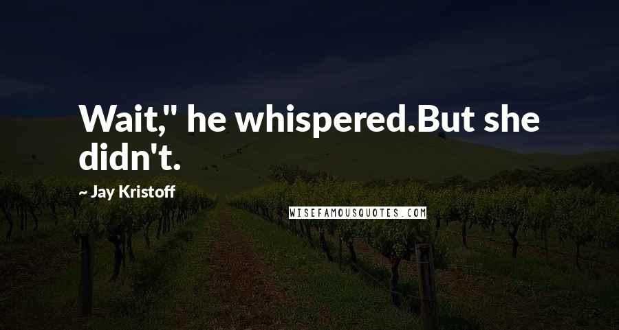 Jay Kristoff Quotes: Wait," he whispered.But she didn't.