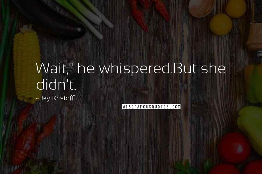 Jay Kristoff Quotes: Wait," he whispered.But she didn't.