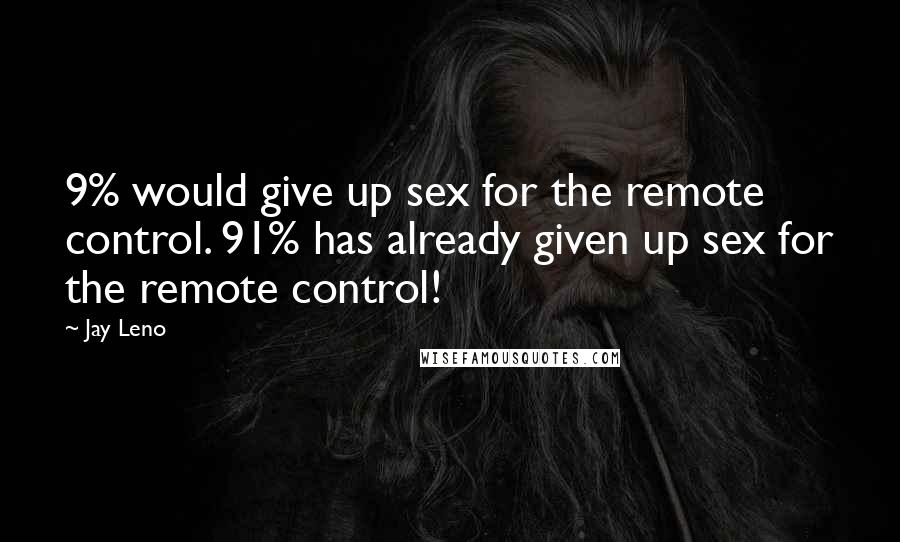 Jay Leno Quotes: 9% would give up sex for the remote control. 91% has already given up sex for the remote control!