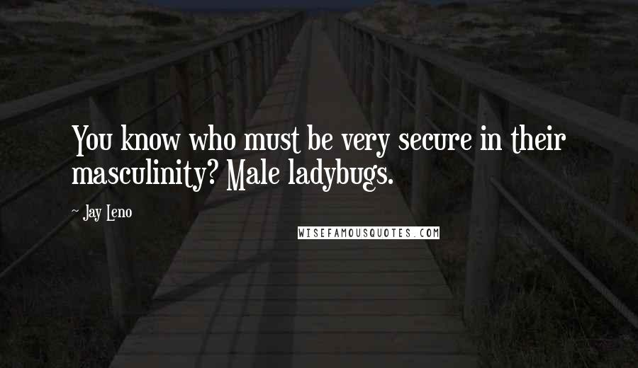 Jay Leno Quotes: You know who must be very secure in their masculinity? Male ladybugs.