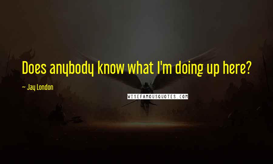 Jay London Quotes: Does anybody know what I'm doing up here?