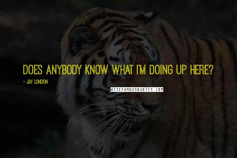 Jay London Quotes: Does anybody know what I'm doing up here?