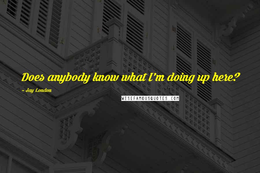 Jay London Quotes: Does anybody know what I'm doing up here?