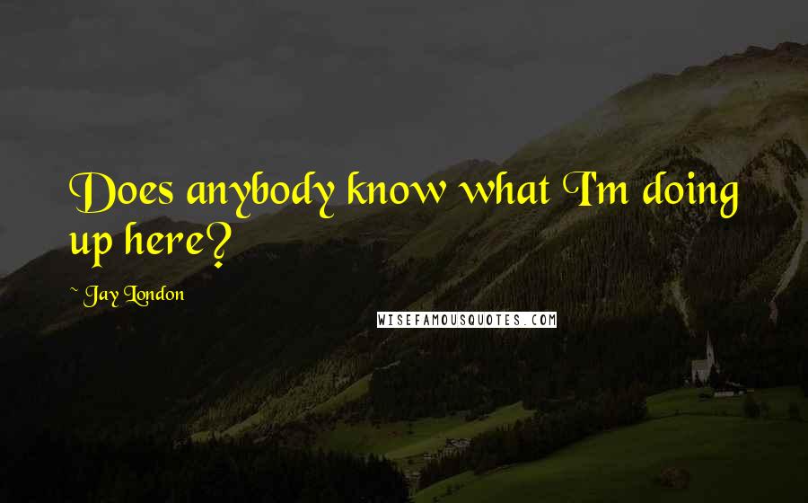 Jay London Quotes: Does anybody know what I'm doing up here?