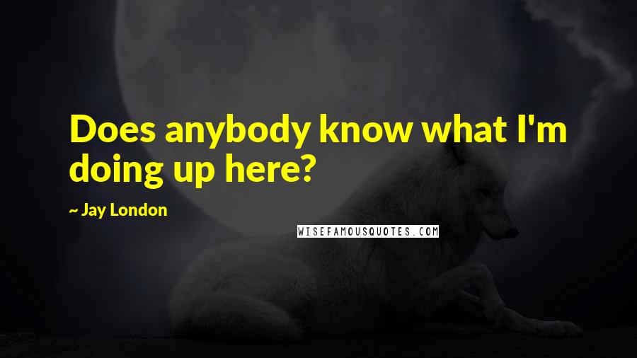 Jay London Quotes: Does anybody know what I'm doing up here?