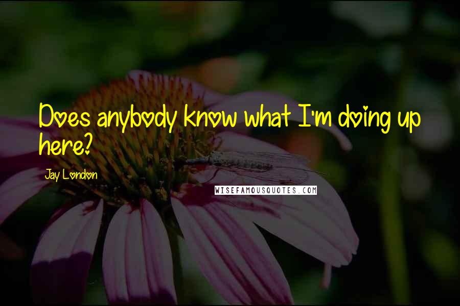 Jay London Quotes: Does anybody know what I'm doing up here?