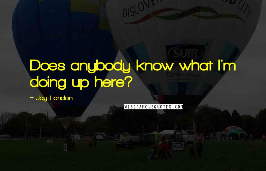 Jay London Quotes: Does anybody know what I'm doing up here?