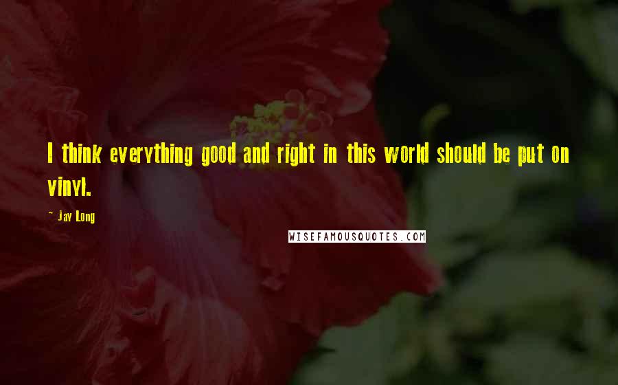 Jay Long Quotes: I think everything good and right in this world should be put on vinyl.