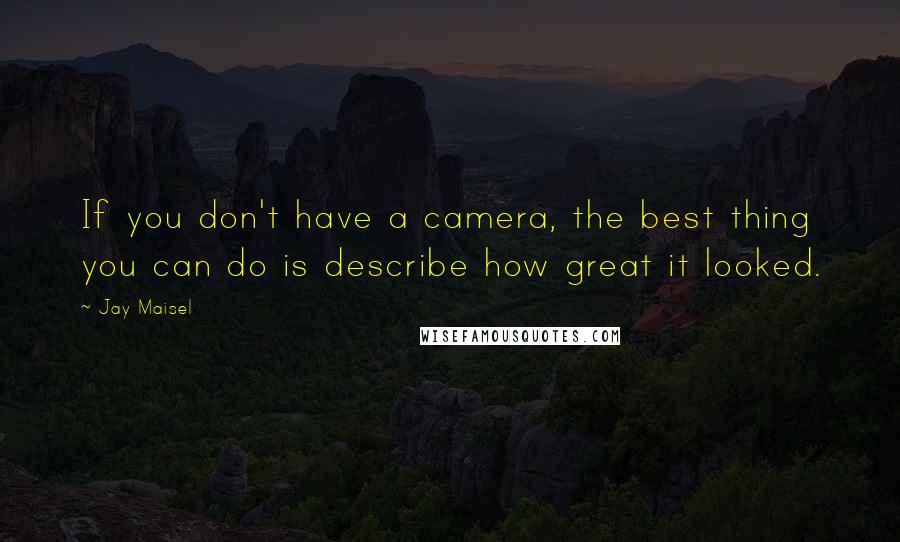 Jay Maisel Quotes: If you don't have a camera, the best thing you can do is describe how great it looked.
