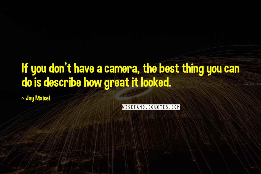 Jay Maisel Quotes: If you don't have a camera, the best thing you can do is describe how great it looked.