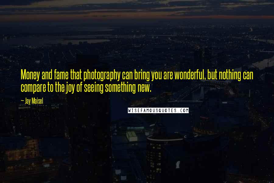 Jay Maisel Quotes: Money and fame that photography can bring you are wonderful, but nothing can compare to the joy of seeing something new.