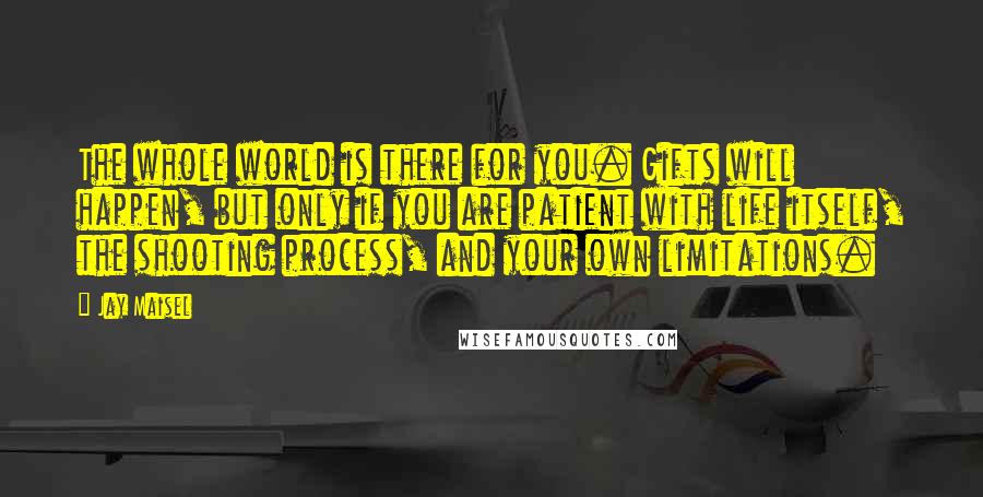 Jay Maisel Quotes: The whole world is there for you. Gifts will happen, but only if you are patient with life itself, the shooting process, and your own limitations.